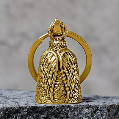 Vintage Angel Wing Motorcycle Bell Keychain - Golden - Keychain - image 4