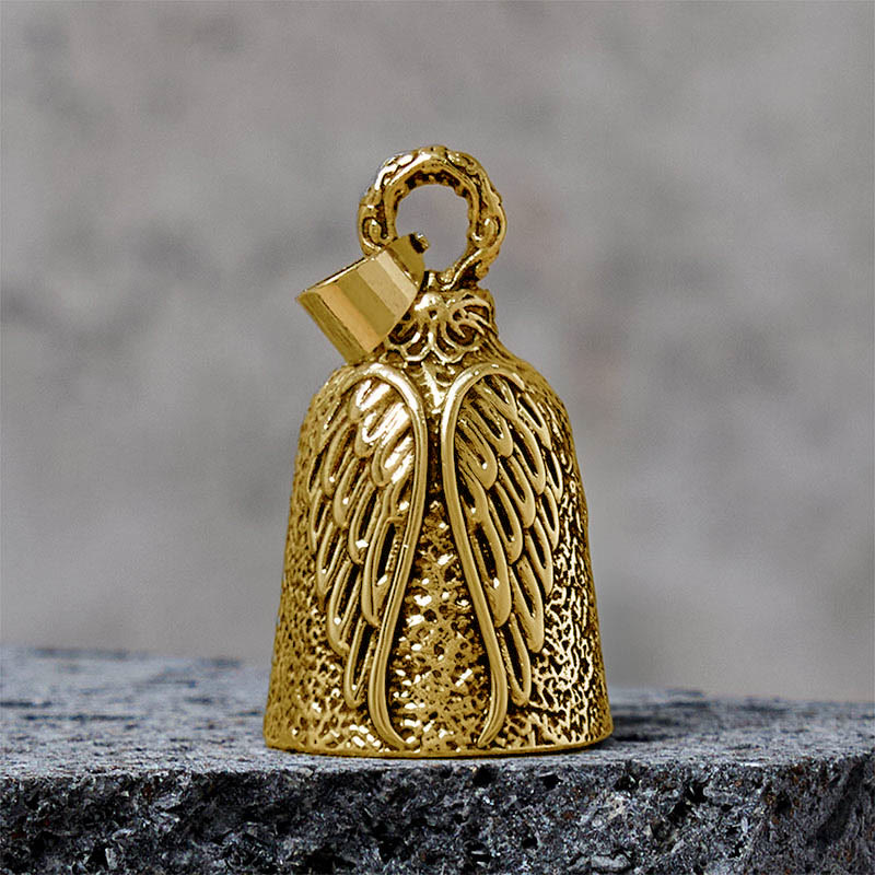 Vintage Angel Wing Motorcycle Bell Keychain - Golden - Pendant - image 5