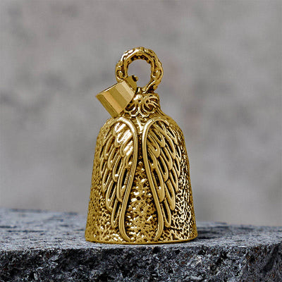 Vintage Angel Wing Motorcycle Bell Keychain - Golden - Pendant - image 5