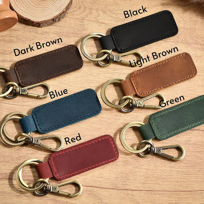 Cutsom Engraved Personalized Gift Leather Keychain - Green - image 1