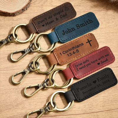 Cutsom Engraved Personalized Gift Leather Keychain - image 0