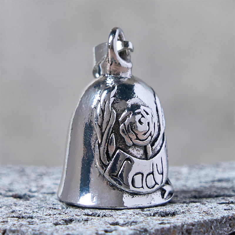 Vintage Rose & Lady Rider Motorcycle Bell Keychain - image 3