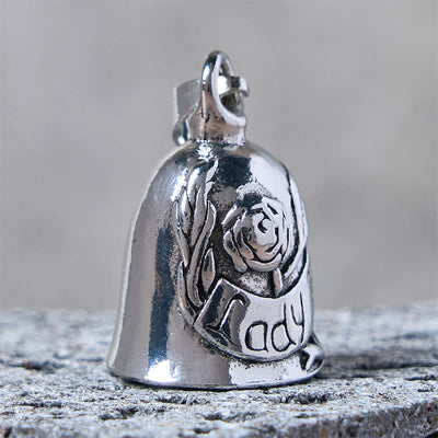 Vintage Rose & Lady Rider Motorcycle Bell Keychain - image 3