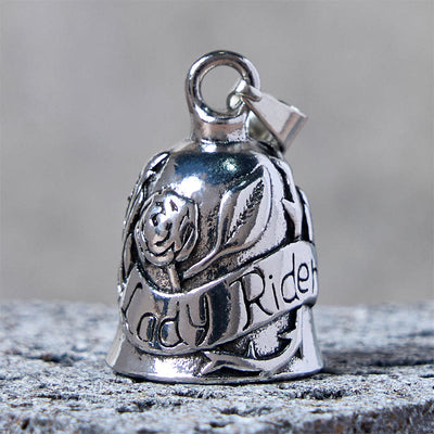 Vintage Rose & Lady Rider Motorcycle Bell Keychain - Pendant - image 1