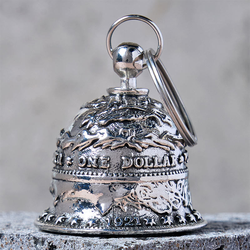 Vintage Morgan Silver Dollar Bell Keychain - Bell Keychain - image 0
