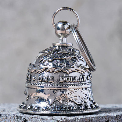 Vintage Morgan Silver Dollar Bell Keychain - Bell Keychain - image 0