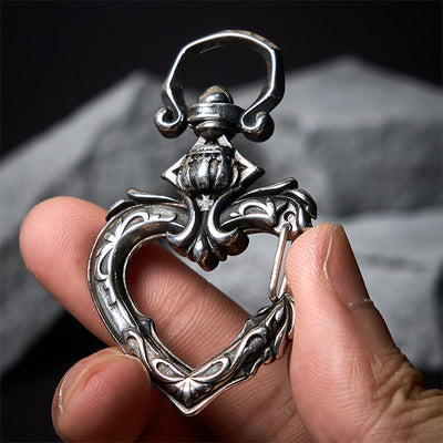 Vintage Rotatable Heart-shaped Polished Metal Keychain - image 1