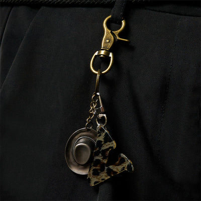 Leopard Print Letter & Cowboy Hat Pendant Keychain - image 3