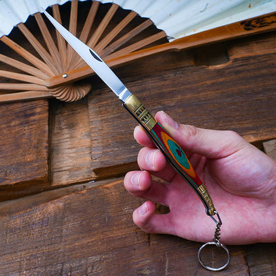 Colorful Brass Folding Knife Buddha Hand & Redstone Necklace - image 1