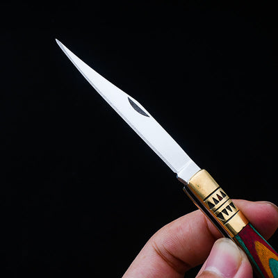 Colorful Brass Folding Knife Buddha Hand & Redstone Necklace - image 6