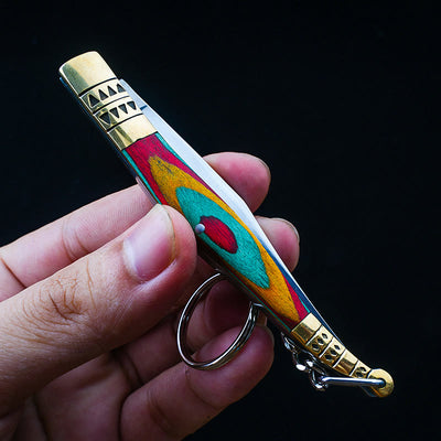 Colorful Brass Folding Knife Buddha Hand & Redstone Necklace - image 5