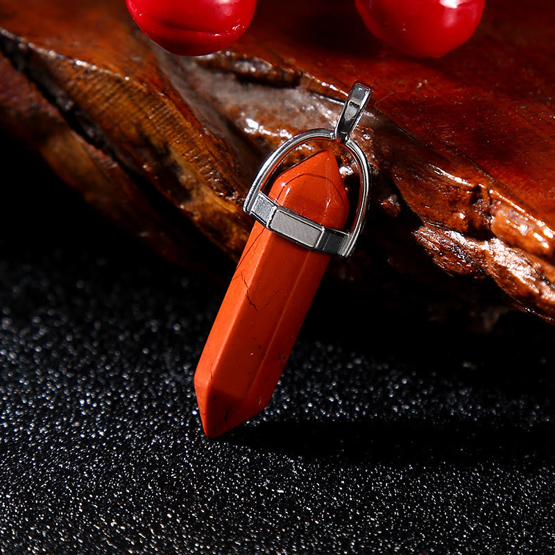 Colorful Brass Folding Knife Buddha Hand & Redstone Necklace - image 6