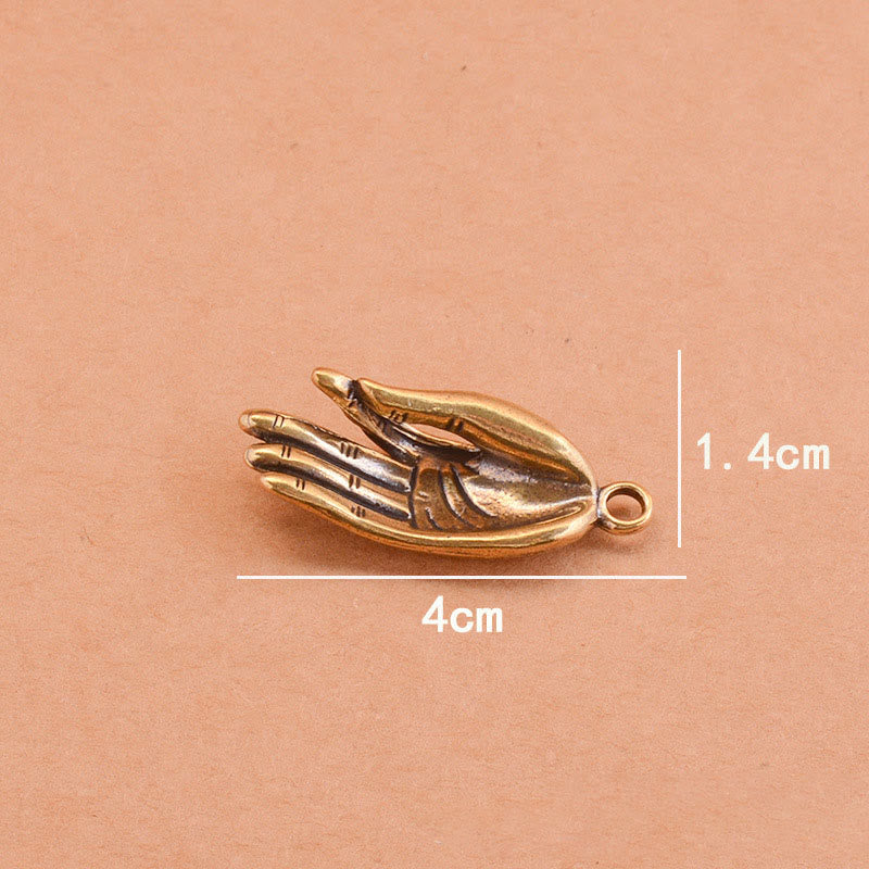 Colorful Brass Folding Knife Buddha Hand & Redstone Necklace - image 8