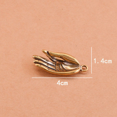 Colorful Brass Folding Knife Buddha Hand & Redstone Necklace - image 8