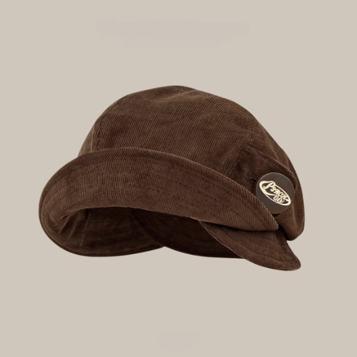 Retro Brown Winter Button Corduroy Women's Fisherman Hat - Brown - Adjustable (About 21 5/8"-23 1/4") - image 0