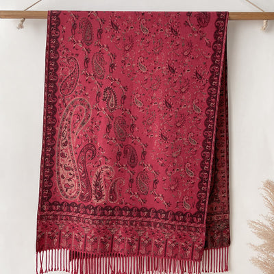 Retro Bohemian Style Cashew Print Shawl Scarf For Warmth - Red - image 5
