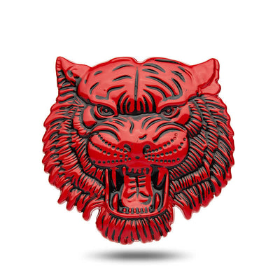 Domineering Tiger Head Metal Sticker Car Badge - Red - image 1