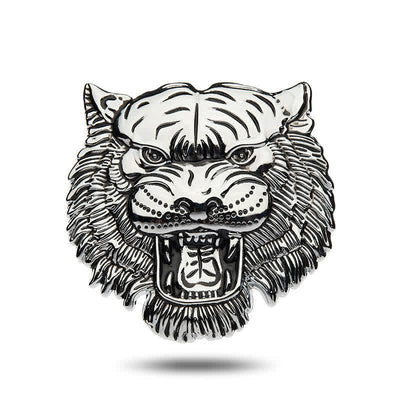 Domineering Tiger Head Metal Sticker Car Badge - Silver - image 7
