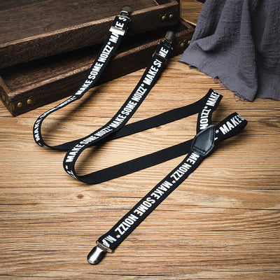Black & White Letter-Printed Y-back Elastic Suspenders - image 1