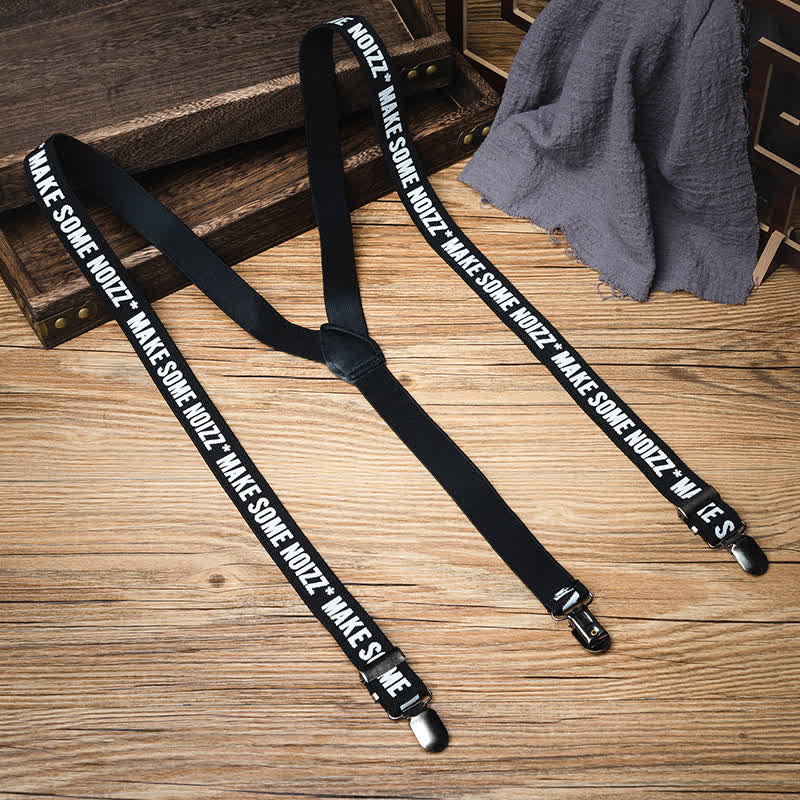 Black & White Letter-Printed Y-back Elastic Suspenders - Black & White - image 0