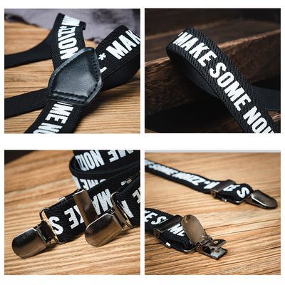 Black & White Letter-Printed Y-back Elastic Suspenders - image 3