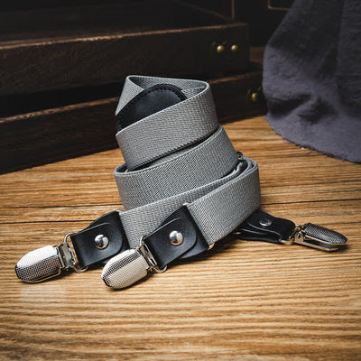 Solid Gray Gentleman Y-back Elastic Suspenders - image 2