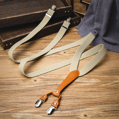 Light Khaki Best Man Y-back Elastic Suspenders - image 1