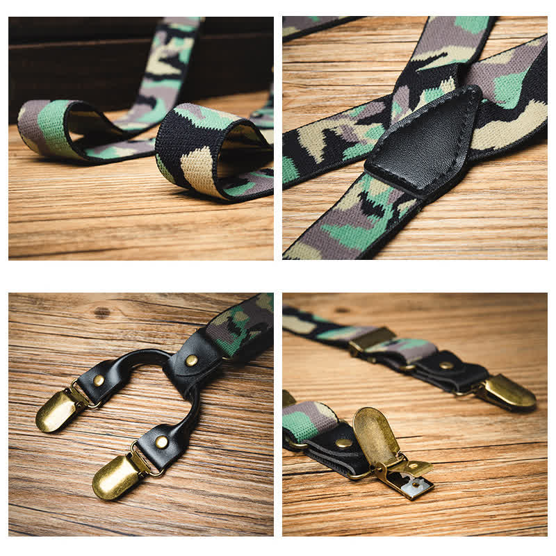 Green Camouflage Pattern Y-back Elastic Suspenders - image 3