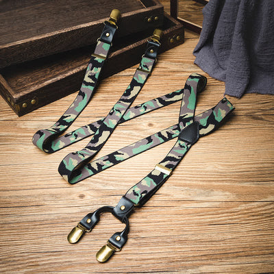 Green Camouflage Pattern Y-back Elastic Suspenders - image 1