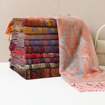 Boho-Chic Aesthetics Paisley Jacquard Tassels Scarf - image 2