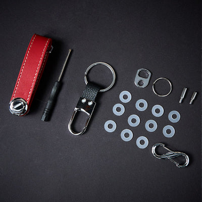 Large Capacity Portable Anti-theft Leather Key Organizer - Red - image 2