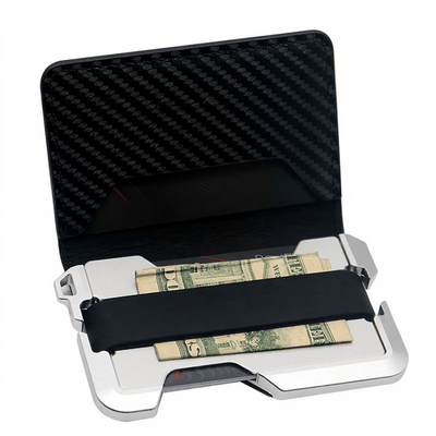 RFID Shielding Function Carbon Fiber Folding Tactical Wallet - Silver - image 6