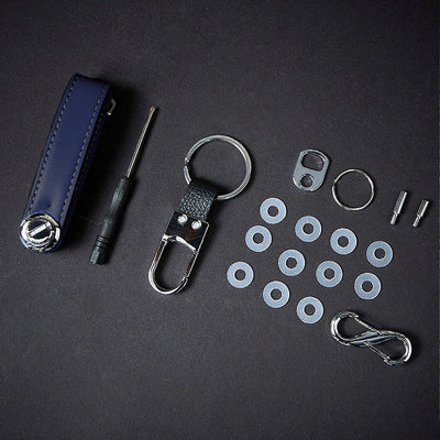 Large Capacity Portable Anti-theft Leather Key Organizer - Blue - image 8