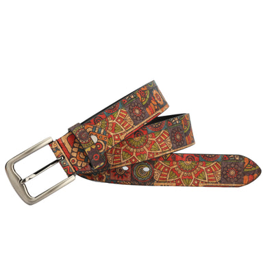 Women's Bohemian Plant Round Pattern Leather Belt - 49.21" / 125cm - image 0