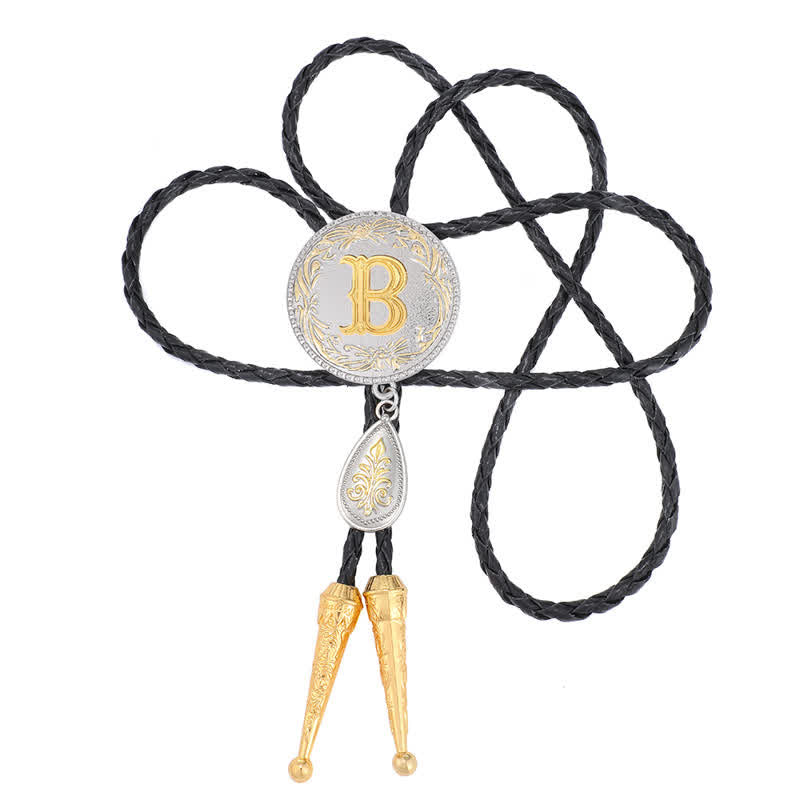 Initial Letter A To Z Bolo Tie With Teardrop-Shaped Pendant - image 5