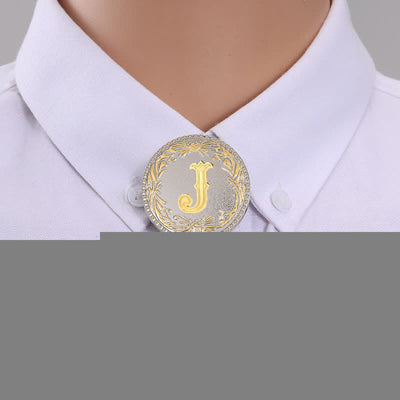 Initial Letter Brown Leather Bolo Tie With Teardrop-Shaped Pendant - Gold - J - image 12