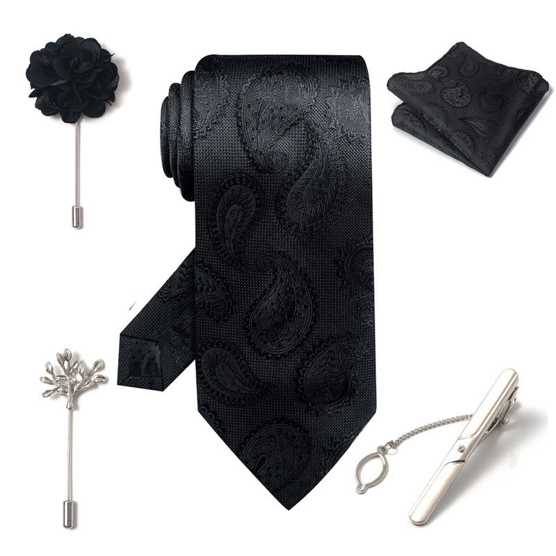 5Pcs Men's Elegant Pocket Square Brooch Corsage Necktie Set - image 31