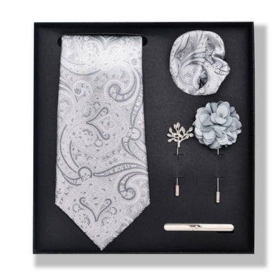 5Pcs Men's Elegant Pocket Square Brooch Corsage Necktie Set - Style #13 - image 24