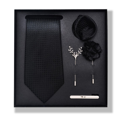 5Pcs Men's Elegant Pocket Square Brooch Corsage Necktie Set - Style #17 - image 32