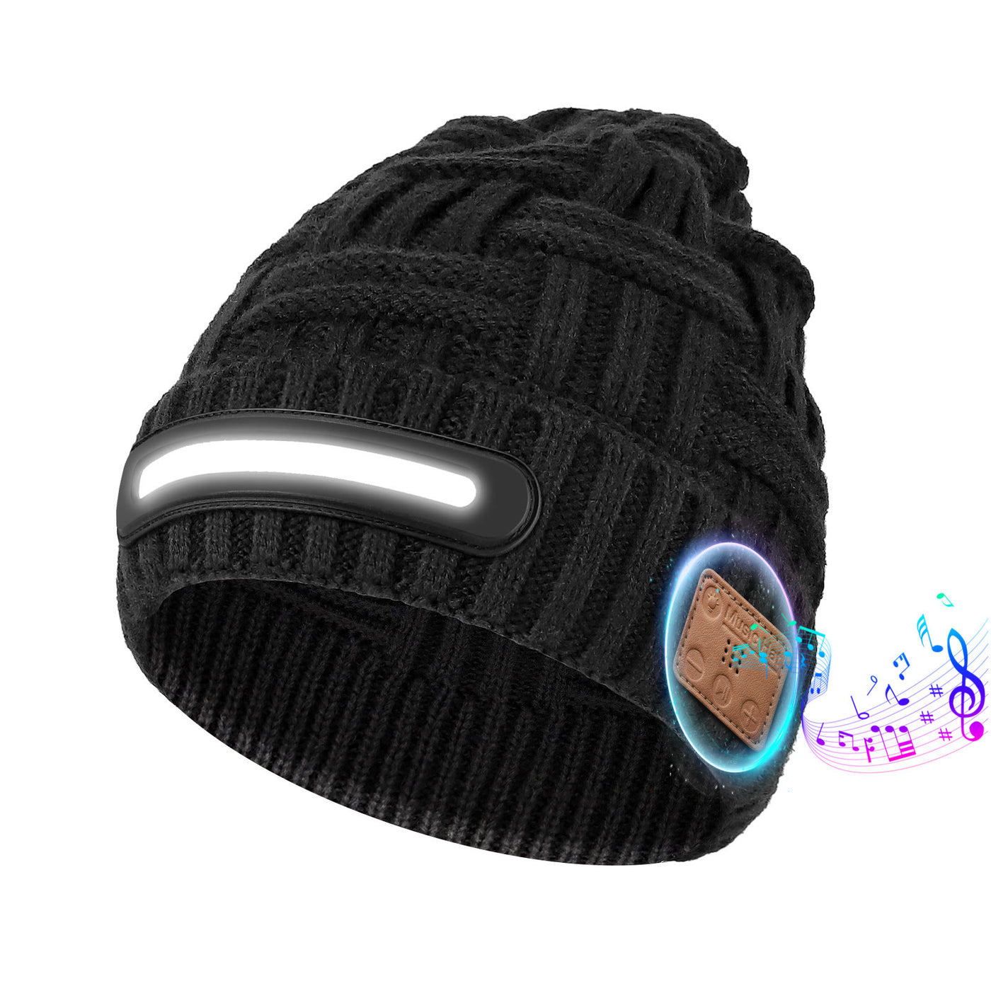 Winter Warm Music Bluetooth Beanie Hat with Lighting - Style #1 - White Light + Bluetooth - M (22"-22 7/8") - image 0