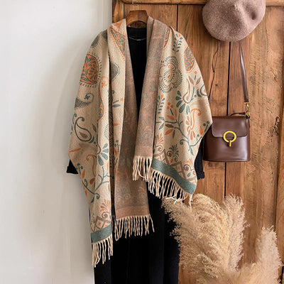Women's Bohemian Style Printed Tassels Winter Warm Shawl Scarf - image 3