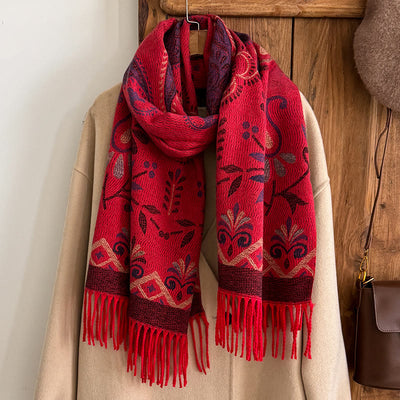 Women's Bohemian Style Printed Tassels Winter Warm Shawl Scarf - image 7