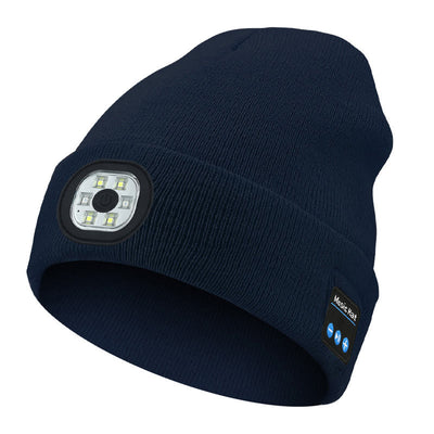 Winter Music & LED Lighting Bluetooth Beanie Hat - LED Light & Bluetooth - Navy Blue - M (22"-22 7/8") - image 5