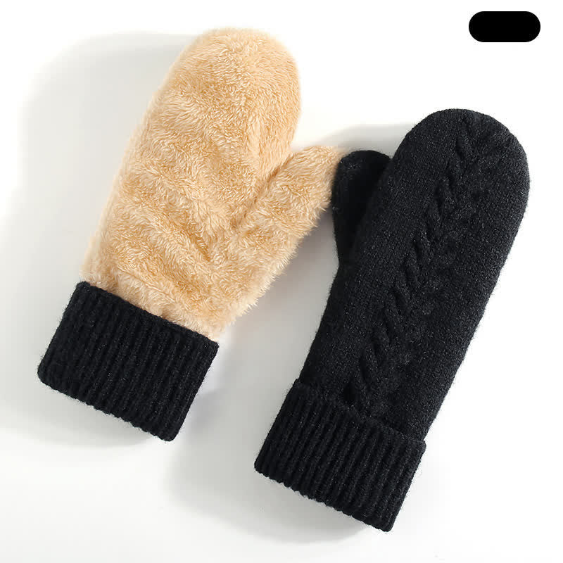 Fleece Lined Full Finger Cold Weather Knitted Gloves - Black - Style #2 - image 18