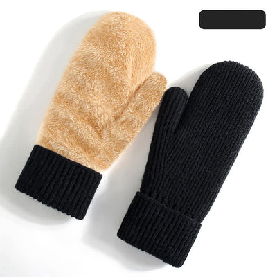 Fleece Lined Full Finger Cold Weather Knitted Gloves - Black - Style #1 - image 17