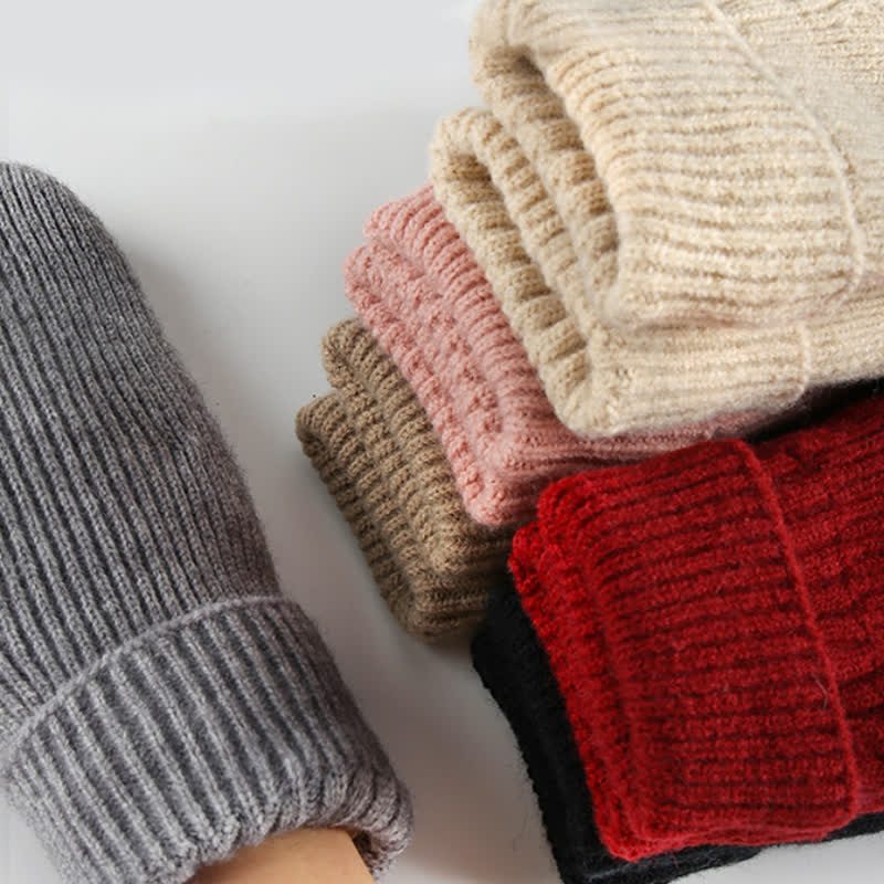 Fleece Lined Full Finger Cold Weather Knitted Gloves - image 5