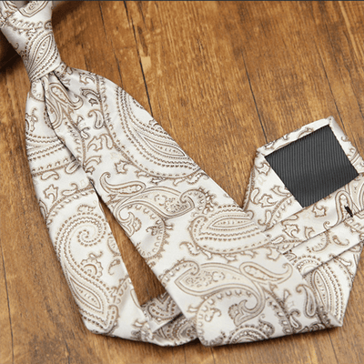 Men's Retro Elegant Cashew Patterned Formal Necktie - White - image 1