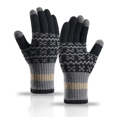 Chic Geometric Pattern Ethnic Style Knitted Gloves - Black - image 8