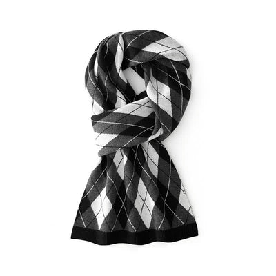 Men's Sophisticated Argyle Patterned Business Scarf - Gray & Black - image 5