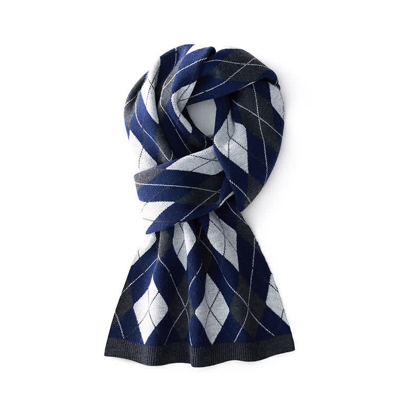 Men's Sophisticated Argyle Patterned Business Scarf - Navy & Gray - image 3